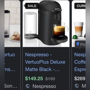 Nespresso vertuo plus. Bought item at $150. Used once. Will include coffee pods.